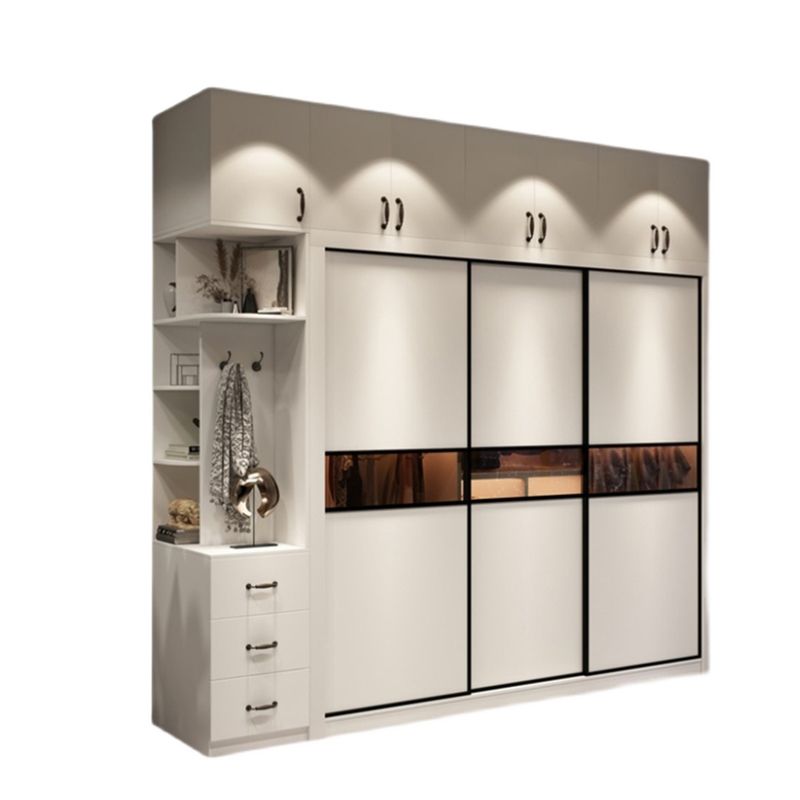 Contemporary Style Wardrobe White Color Wooden Wardrobe Closet for Bedroom