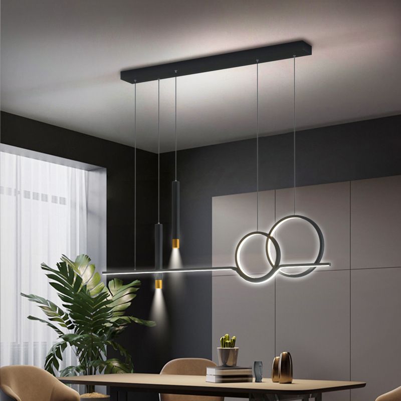 Multiple-Light Geometric Island Light Fixtures Modern Metal Island Pendant Dining Room