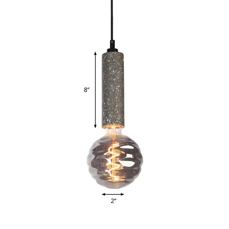 Estilo simple Orbe Coste Pinte Dimple Vidrículas 5 "W 1 Lámpara colgante de luz con tubo gris/blanco deco para tela de tela
