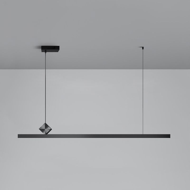 Modern Aluminum Island Light Straight Black Island Pendant for Dining Room