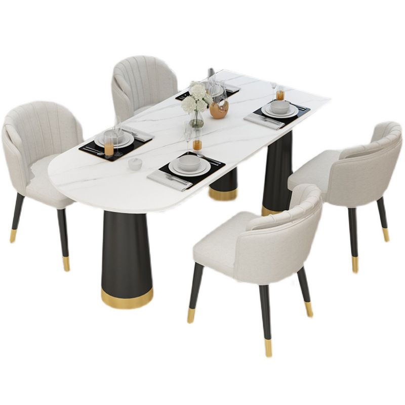 Metal Modern Free Form Dining Table Sintered Stone Top Table with 3 Legs