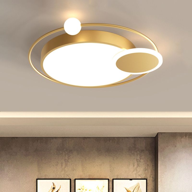 Round Ceiling Flush Mount Simple Acrylic Black/Gold LED Flush Light Fixture in Warm/White Light for Bedroom, 16.5"/20.5" W