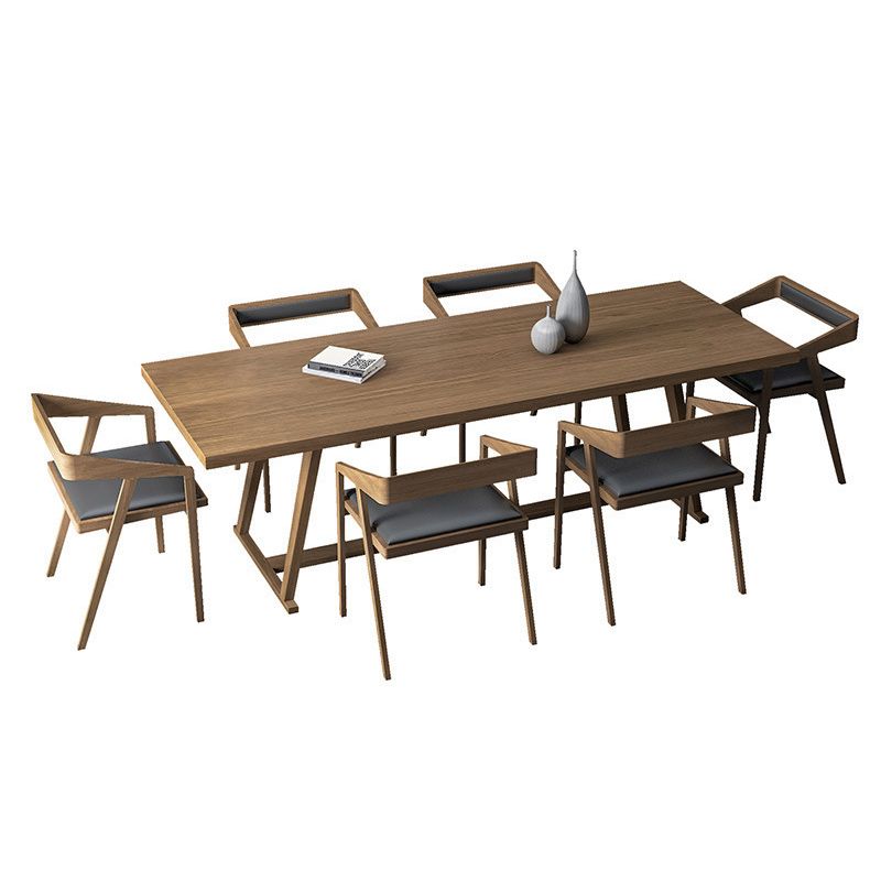 Industrial 1/5/7 Pieces Dining Set Rectangle Pine Wood Dining Table Set for Cafe