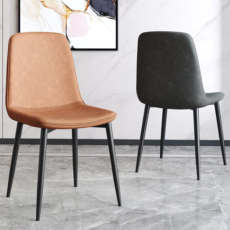 Modern Metal Indoor-Outdoor Chair Dining Room Solid Back Armless Single Chair