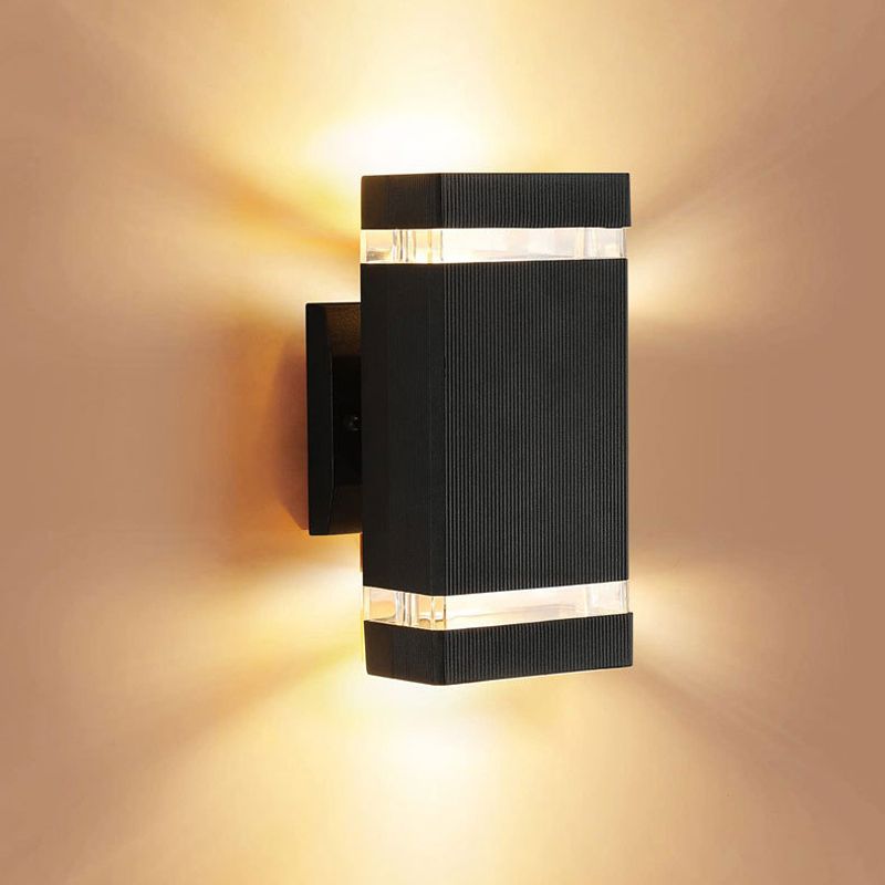 1 Light Rectangle Wall Mount Light Simplicity Plastic Wall Lamp in Black