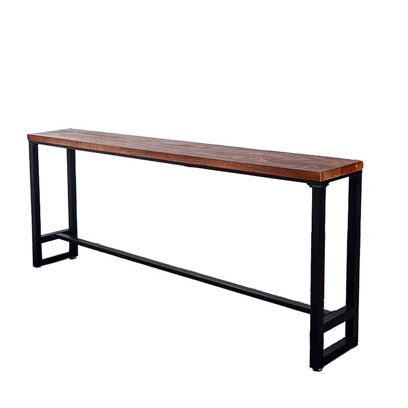 Wood 41.3" H Bar Table Rectangular Metal Base Table for Patio