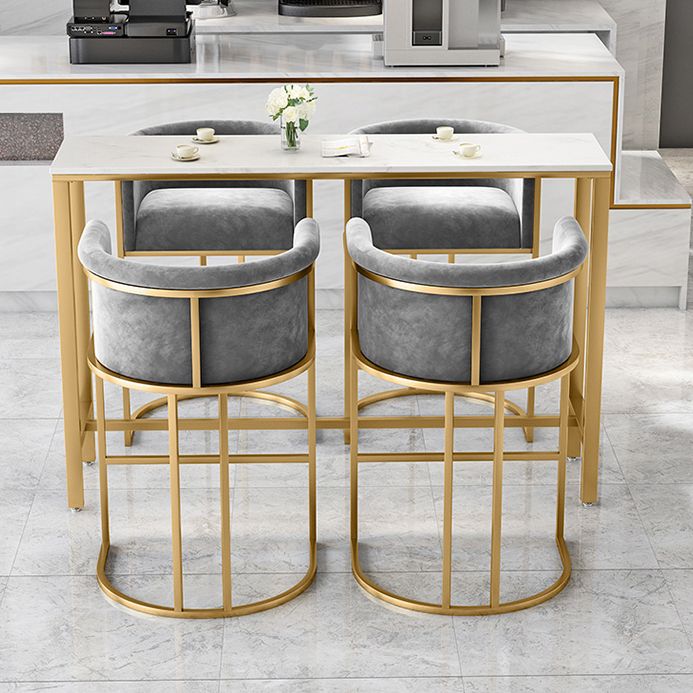 Industrial White Pub Set with Upholstered Stools 1/3/5 Pieces Bar Table for Small Places