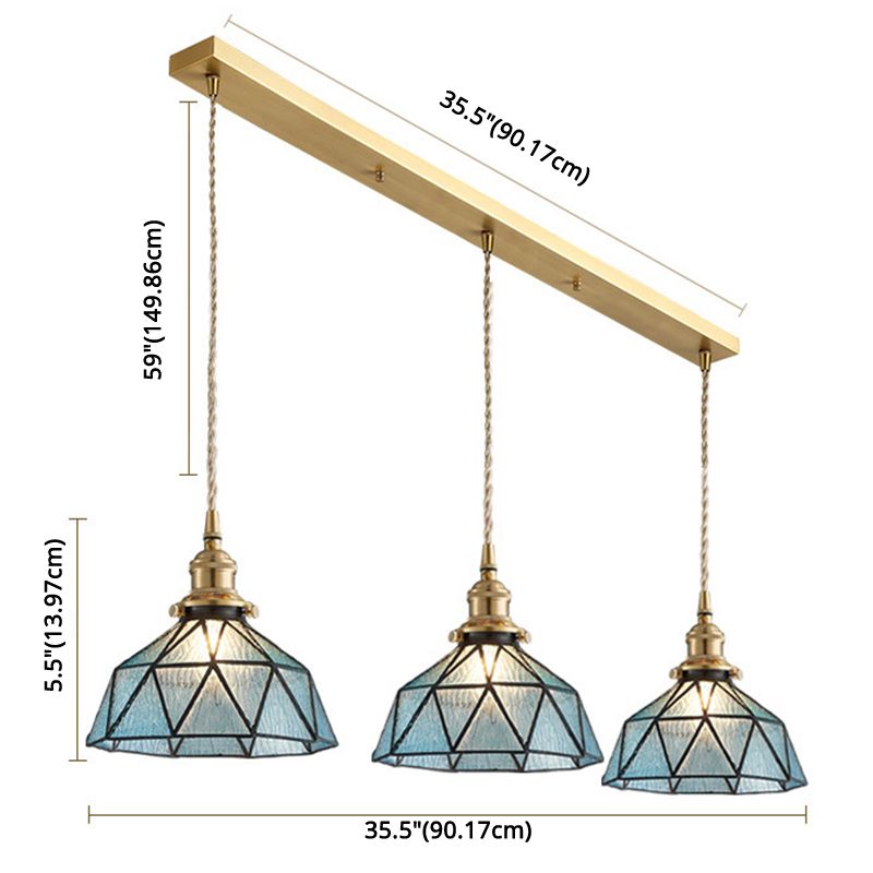 Icy Clear Glass Hanging Lamp Geometric Pattern Bowl Tiffany-Style Pendant Light Fixture