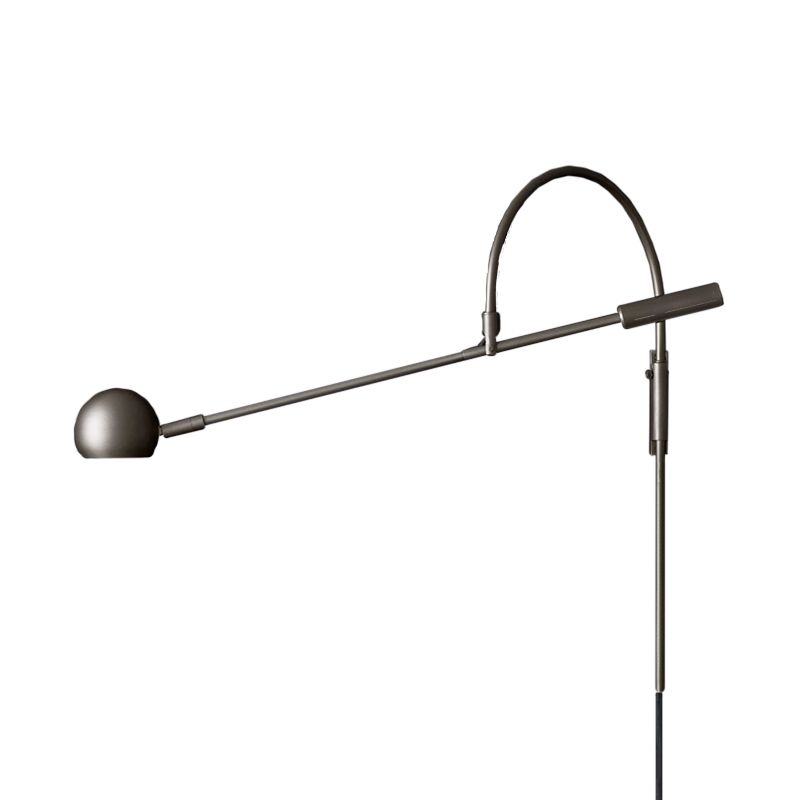 Iluminación de pared de bola negra/de latón/cromada Metal tradicional 1 cabezal. Luz de luz para sala de estar