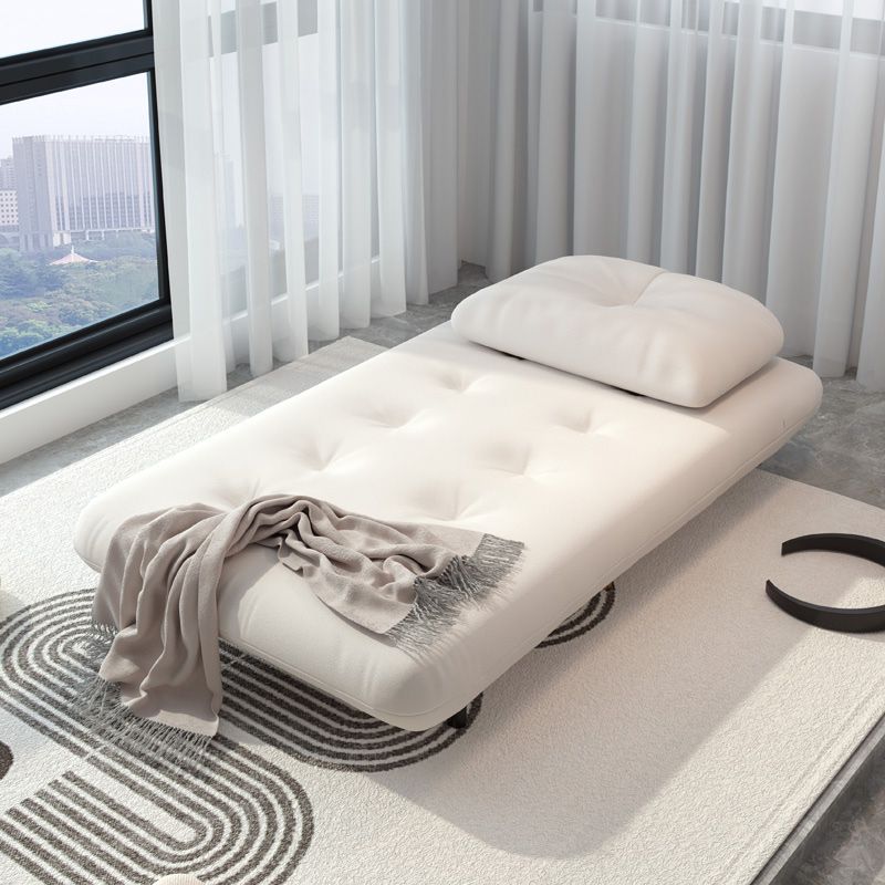 Glam Tufted Sofa Bed Fabric Upholstery Convertible Sofa in White