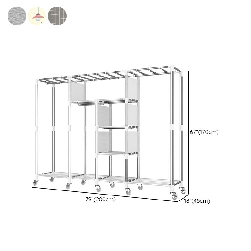 Modern Wardrobe Closet with Shelves Steel Wardrobe Cabinet with Legs