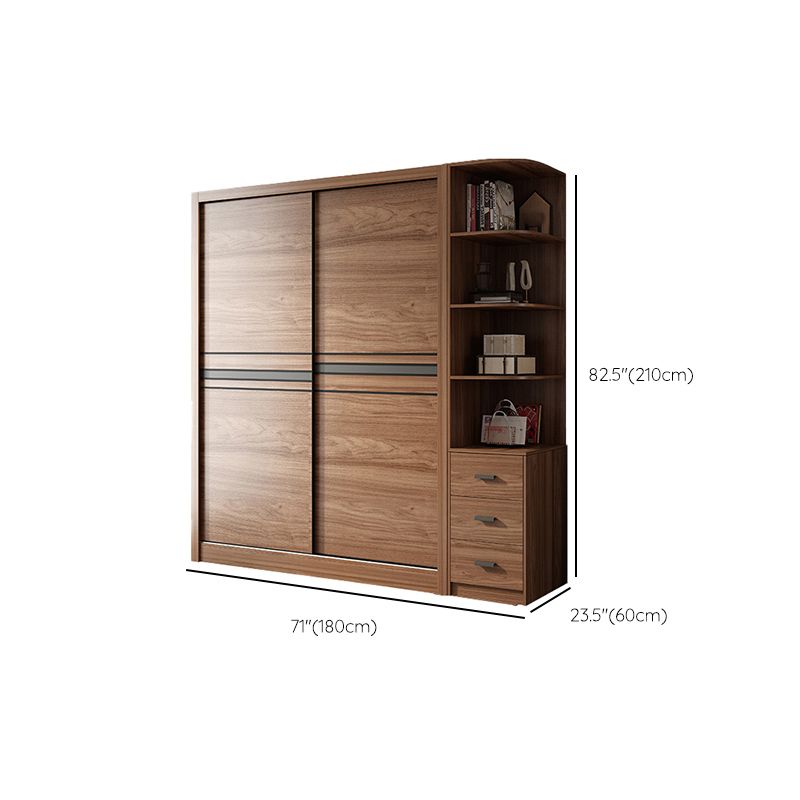 Bedroom Wooden Storage Cabinet Traditional Sliding Doors Wardrobe Armoire