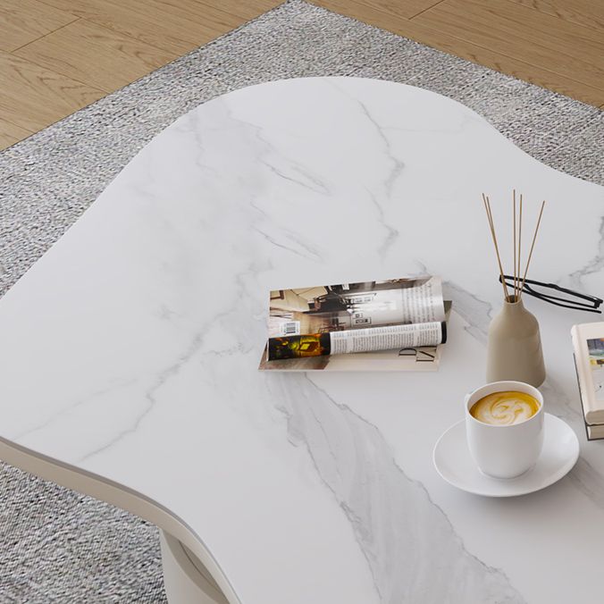 31" Wide Contemporary Coffee Table White Coffee Cocktail Table with Storage