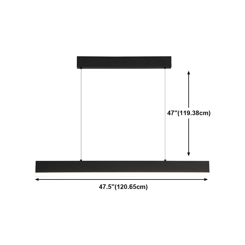 Black Island Light Modern 1-Light Rectangle Restaurant Hanging Lamp with Acrylic Shade