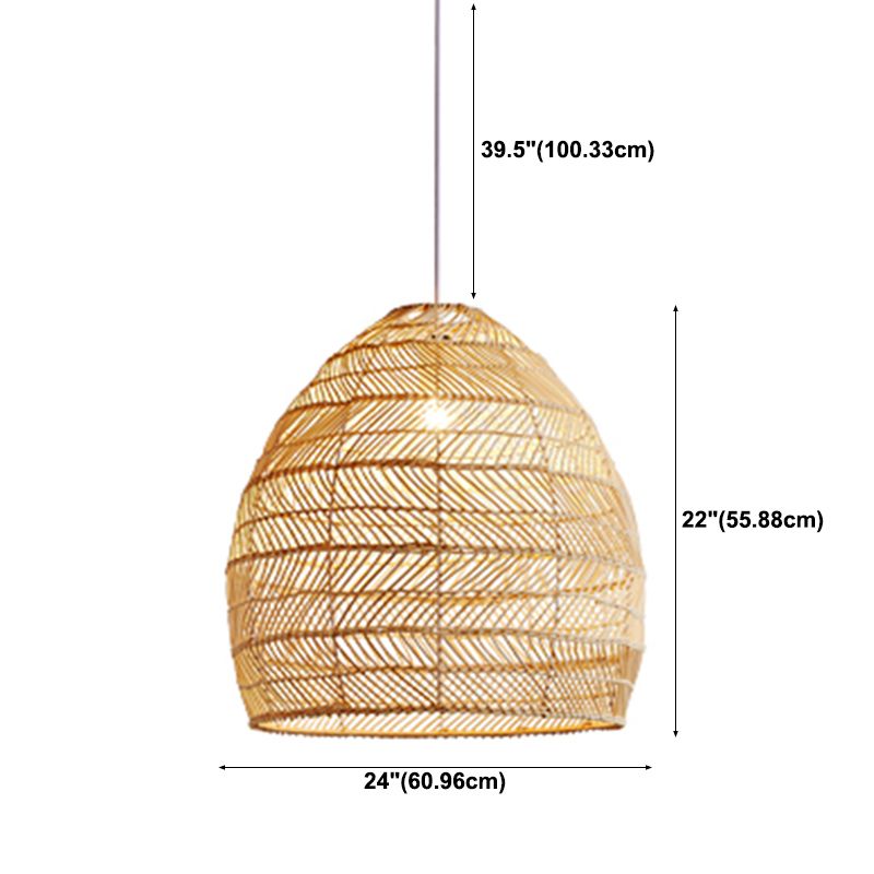 1-licht hangende verlichtingsarmatuur Aziatische stijl hanglamp met rotan schaduw voor slaapkamer