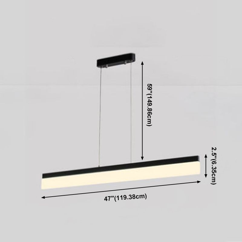Nordic Modern Island Light LED Simple Rectangle Aluminum Pendant Light Fixture