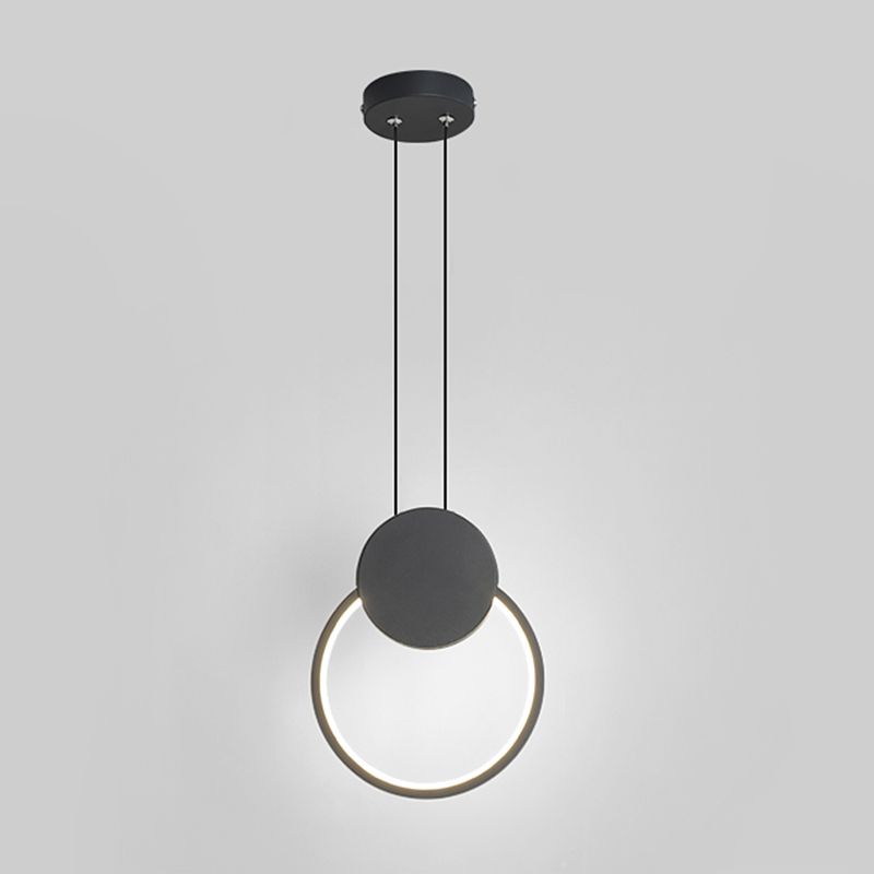 Black Geometric LED Pendant Light in Modern Minimalist Style Wrought Iron Hanging Light with Acrylic Shade