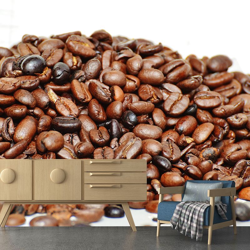 Coffee Beans Mural Wallpaper Modern Style Mildew Resistant Commerce Shop Decoration