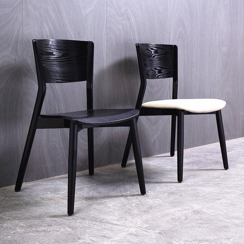 Silla lateral de comedor con respaldo abierto de estilo industrial, sillas de comedor laterales de madera para cocina