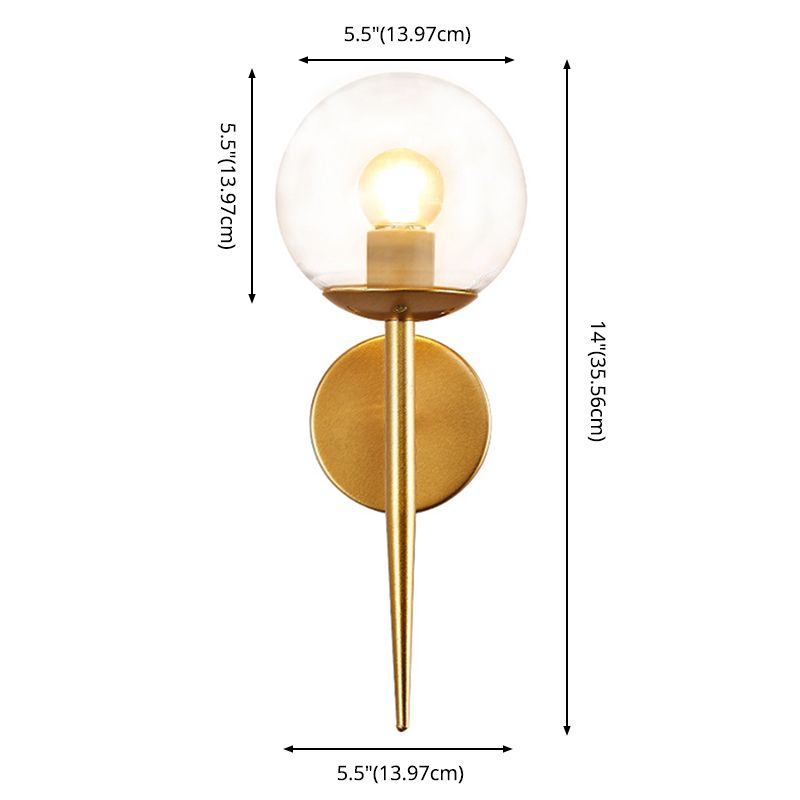 Wrought Iron Wall Lamp in Modern Luxury Style Globe Glass Wall Sconce for Interior Spaces