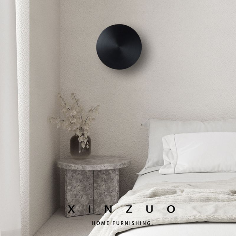 Round Shade Metal Wall Sconce Modern Style 1-Light Wall Mount Light for Living Room
