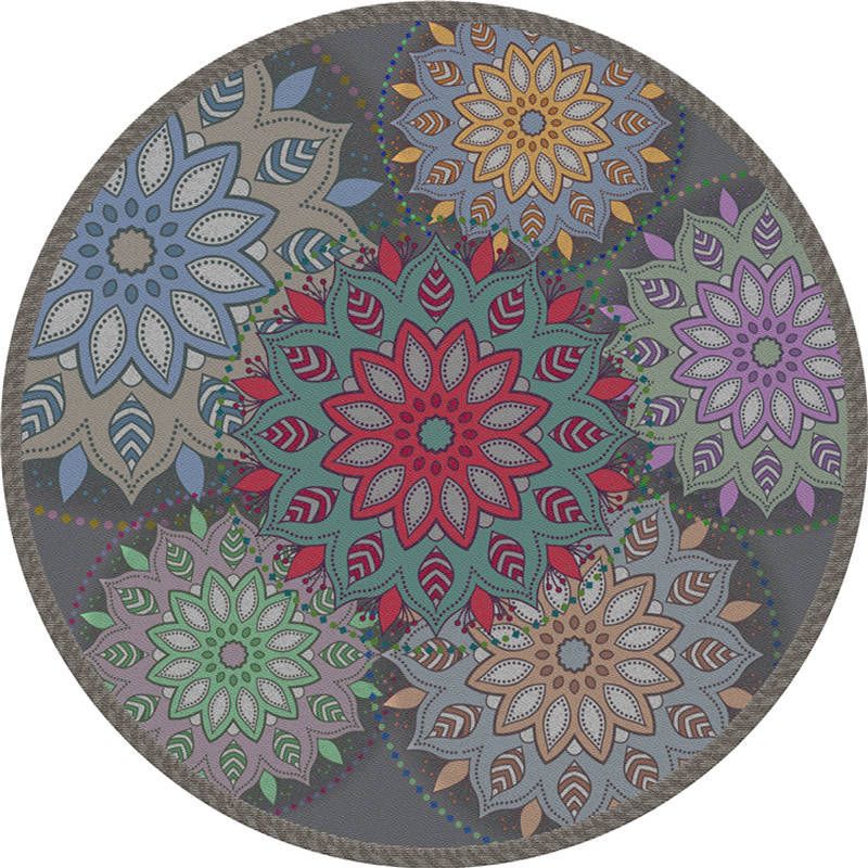 Exotic Moroccan Rug Multi Color Flower Pattern Rug Anti-Slip Pet Friendly Stain Resistant Carpet for Home