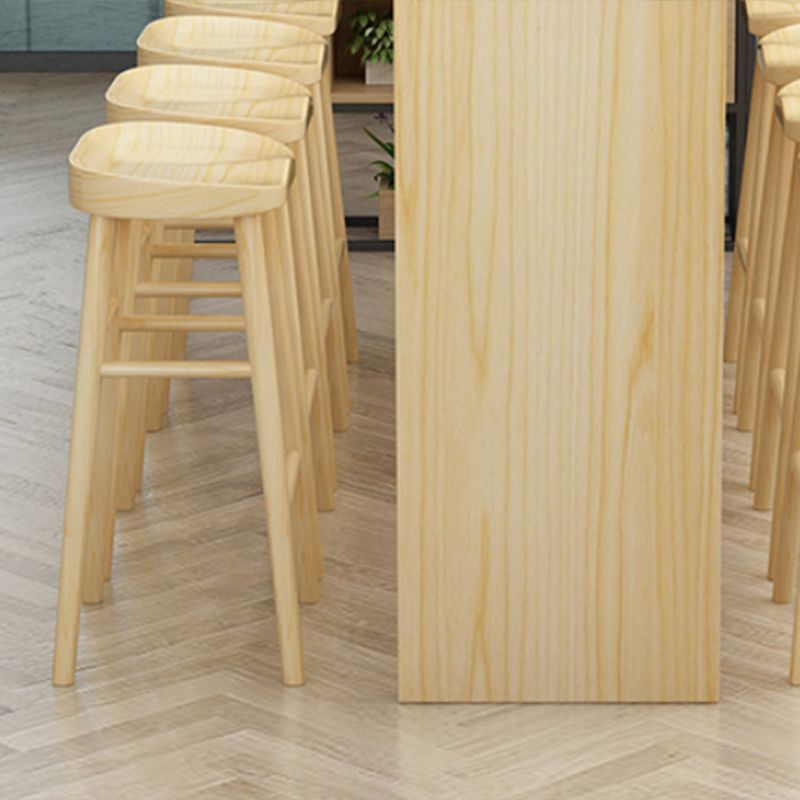 Contemporary Solid Wood Counter Stool Bucket Living Room Bar Stool