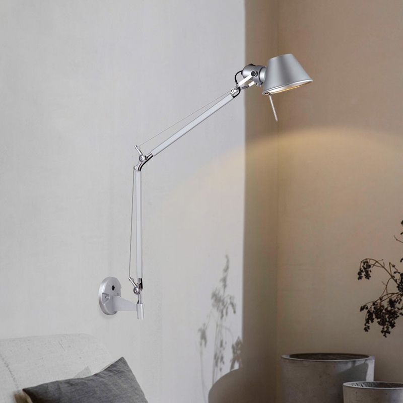 Swing Arm Wall Sconce Modernist Metal Wall Light Fixture for Bedroom