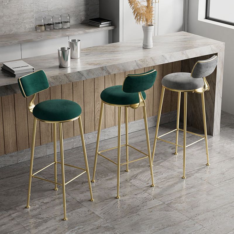 Glam Low Back Bar Stuhl Fußstütze Round Polstered Counter Heighing Stool
