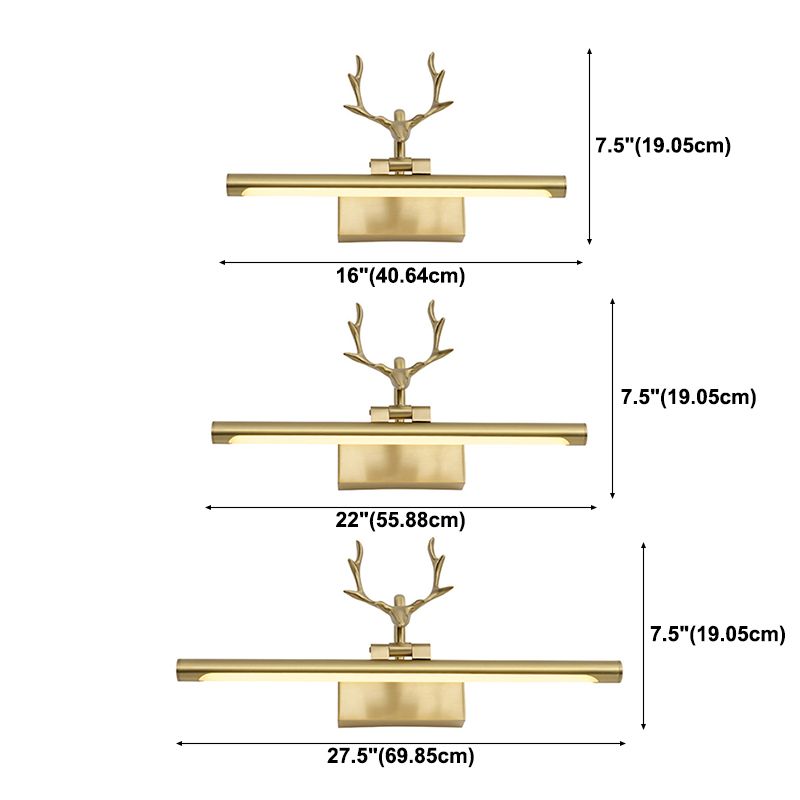 Linear 1-Light Wall Mounted Light Fixture Modern Style Brass Vanity Lighting Ideas
