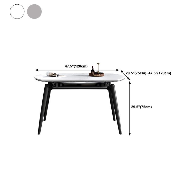 Modern Wood Base Dining Table Round Extendable 4 Legs Dining Table