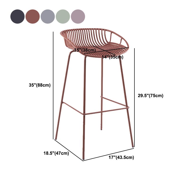 Modern Plastic Contoured Seat Iron Base Footrest Stool for Living Room