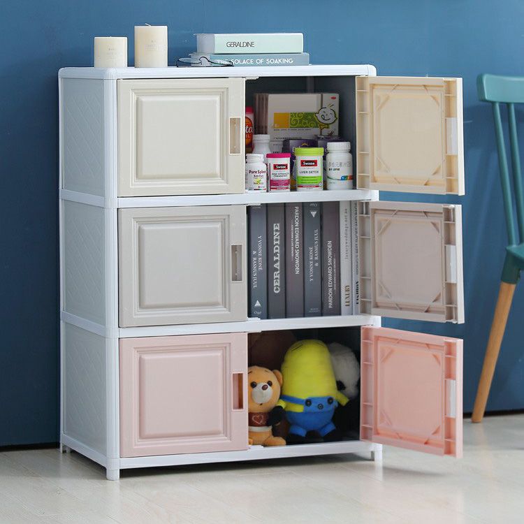 Contemporary Hinged Storage Cabinet Plastic Non-Hanging Armoire