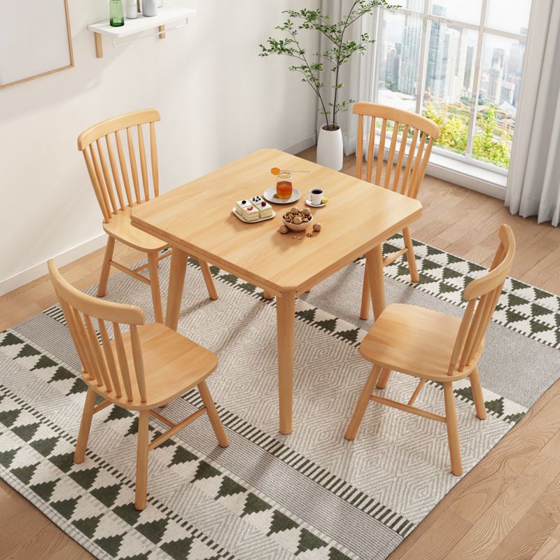 Moderne stijl massief houten eettafel bruine ronde drop-bladtafel met 4 poten voor thuis
