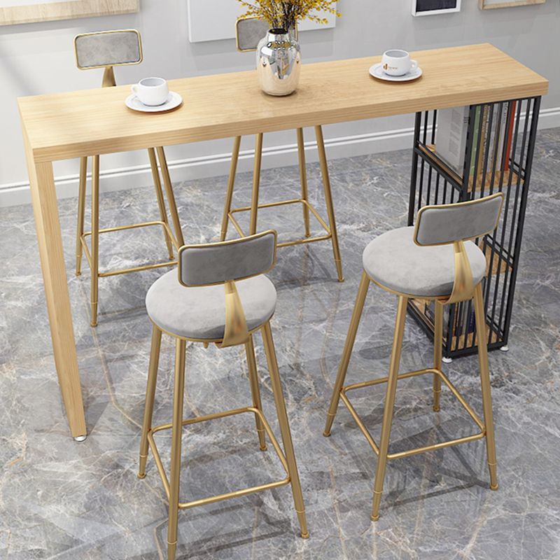 Solid Wood Bar Table Rectangle Dining Table with Storage Shelves