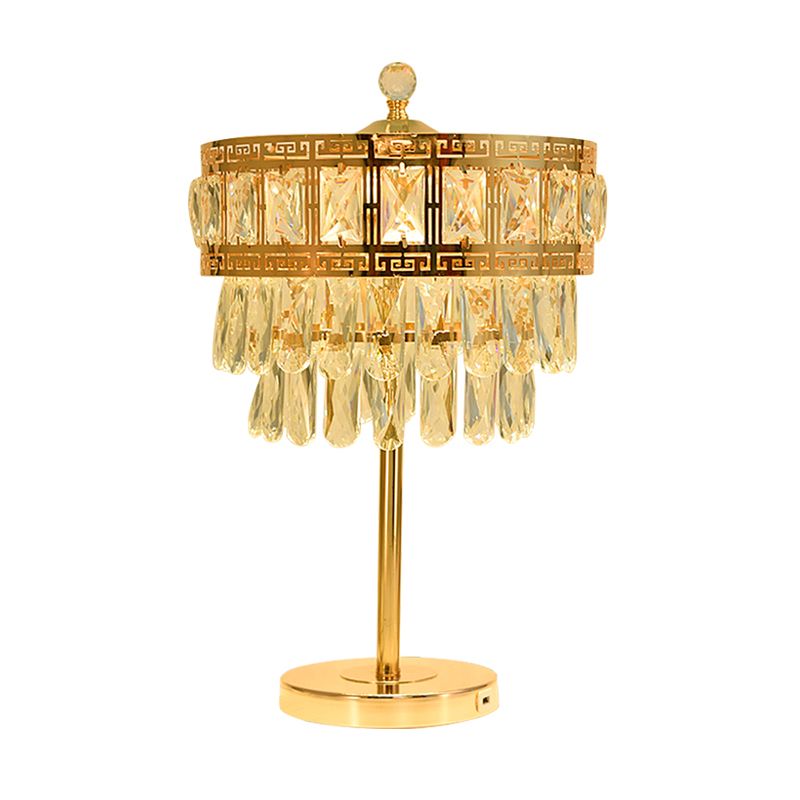 Lampada da tavolo in stile campagna a LED con illuminazione notturna a goccia in cristallo dorato per camera da letto