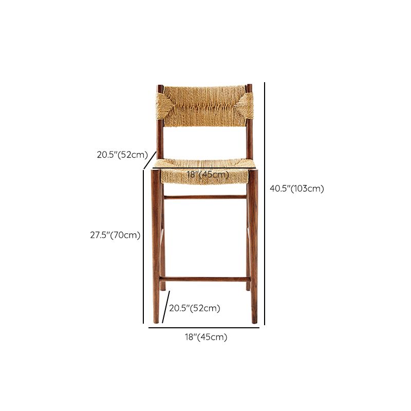 Contemporary Low Back Armless Bar Stool with Ash Solid Wood Base