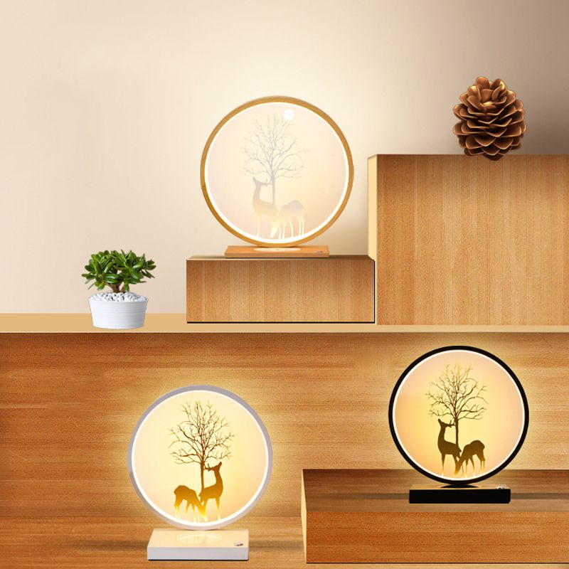 Lampada da scrivania a LED circolare in metallo contemporaneo lampada da tavolo a luce singola