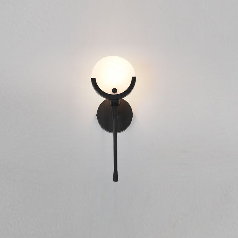 Nordic Metal Wall Light Round Shape 5" Wide Wall Sconce with Mica for Living Room