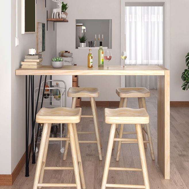 Industrial Rectangular Pub Table Set 1/5 Pieces Wooden Counter Table with Backless Stools