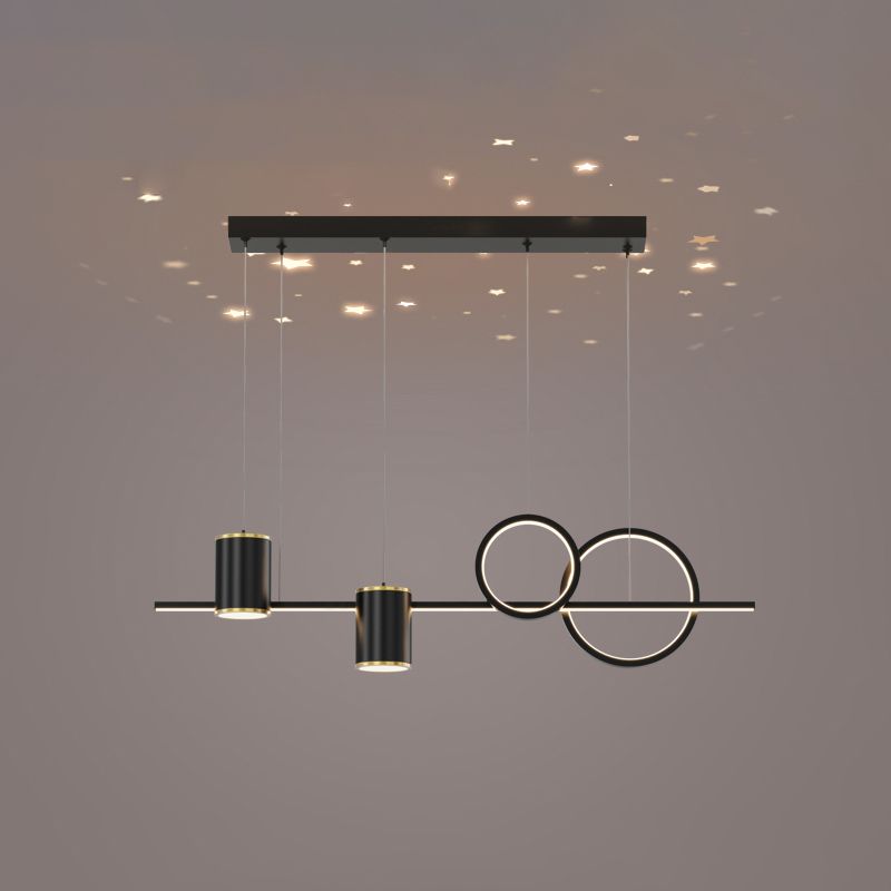 Contemporary Cylinder Island Lighting Metal 5 Light Island Pendant Lights