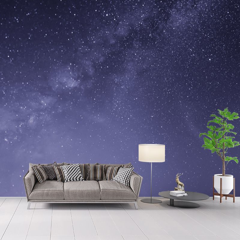 Purple Sparkling Stars Mural Decal Night Sky Scene Modern Washable Wall Decoration