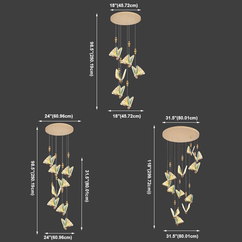 Pendants à papillons multicolores