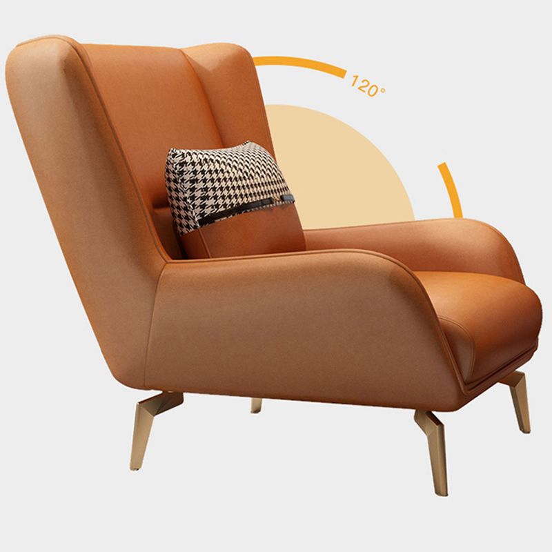 Glam Style Pu Leather Wingback Chair Pillow Back Flared Arm Chair