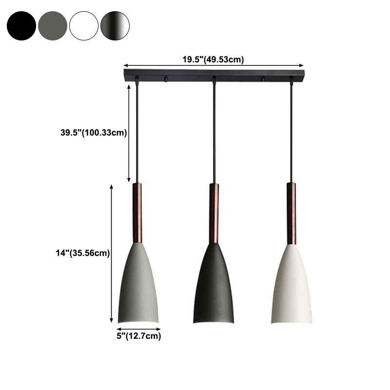 Modern 3-Light Island Pendant Lighting Cone Shade Ceiling Light for Dining Room