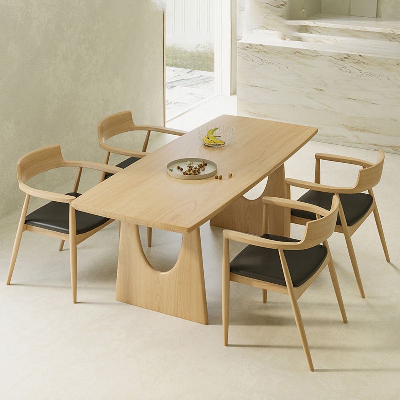 Rectangle Double Pedestal Dining Table Modern Pine Wood Table for Living Room