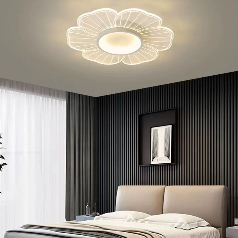 Flower Shape Flush Mount Modern Style Acrylic 1 Lights Led Flush Mount in White