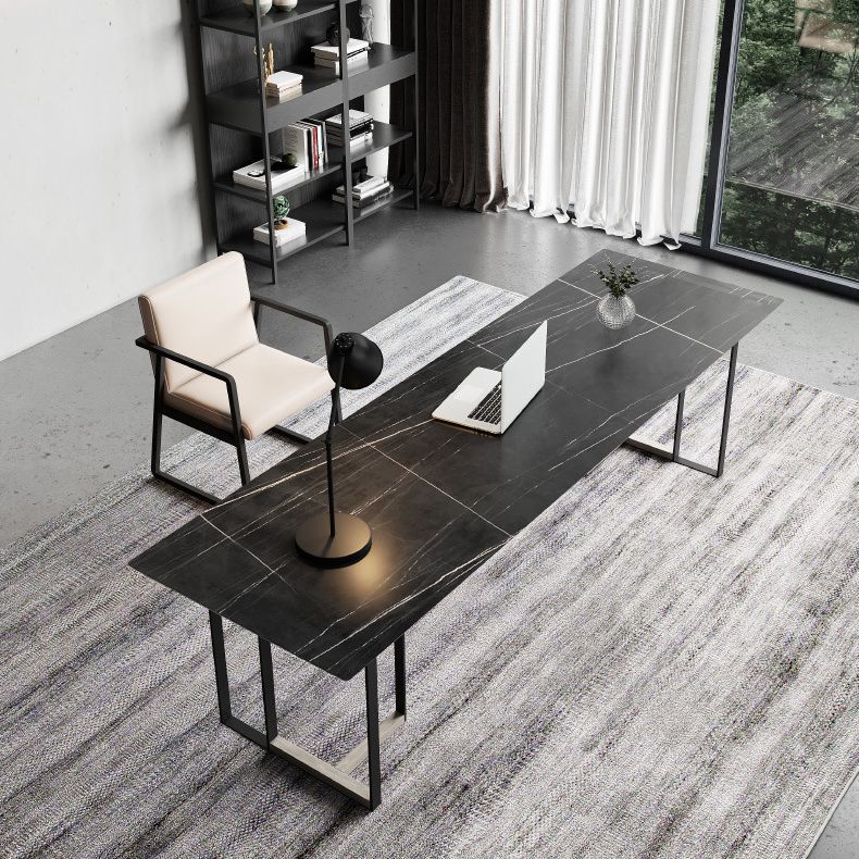 Rectangle Dining Table Contemporary Table with Double Pedestal Base