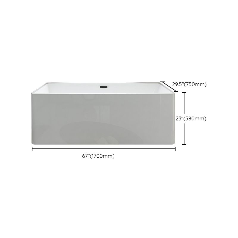 Rectangular Freestanding Back to Wall Bathtub Modern Acrylic-Fiberglass Bath Tub