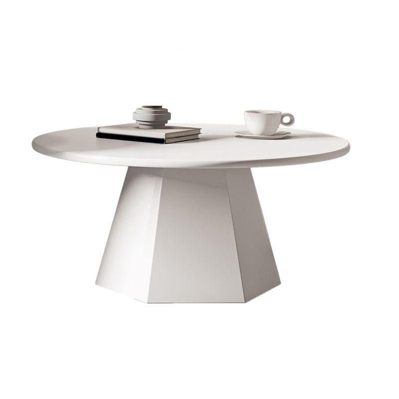 Pedestal Base Designed Cocktail Table White/black Metal Circular Coffee Table